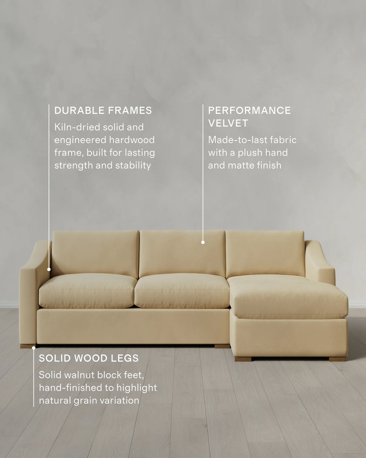 Hollis Slope Arm Chaise Sectional in Performance Velvet - 104" Right Arm / Spruce