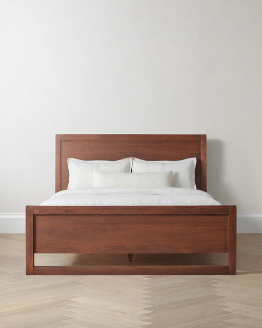 Solid Wood Frame Bed - Queen / Walnut Brown
