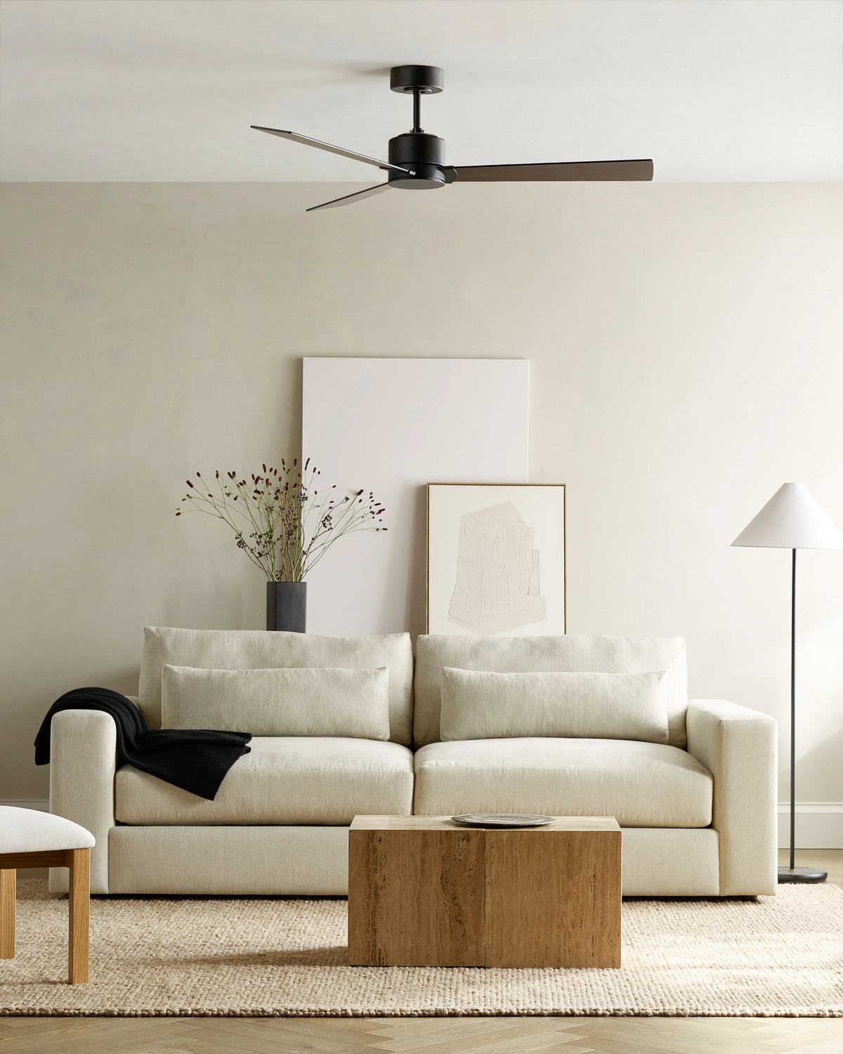 Minimalist Wood Blade Ceiling Fan - 44" / White