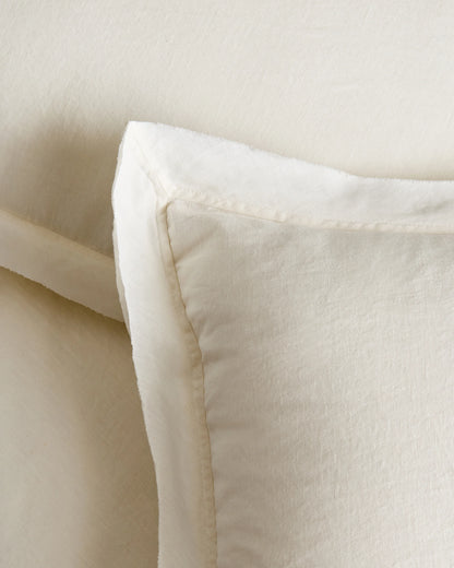 European Linen Double Flange Deluxe Bedding Bundle - Twin / White