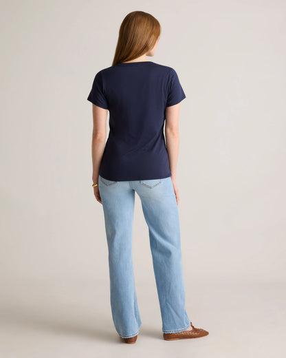 Cotton Modal V-Neck Tee - XS / Navy
