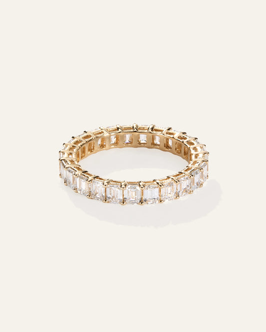 Lab Grown Diamond Emerald Eternity Band - 5 / Yellow Gold