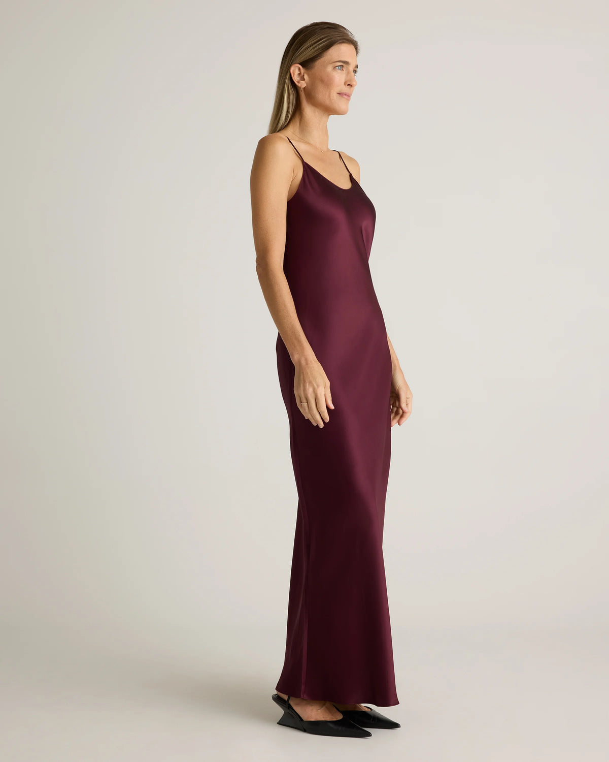 100% Washable Silk Maxi Slip Dress - XS / Cordovan Red Hibiscus