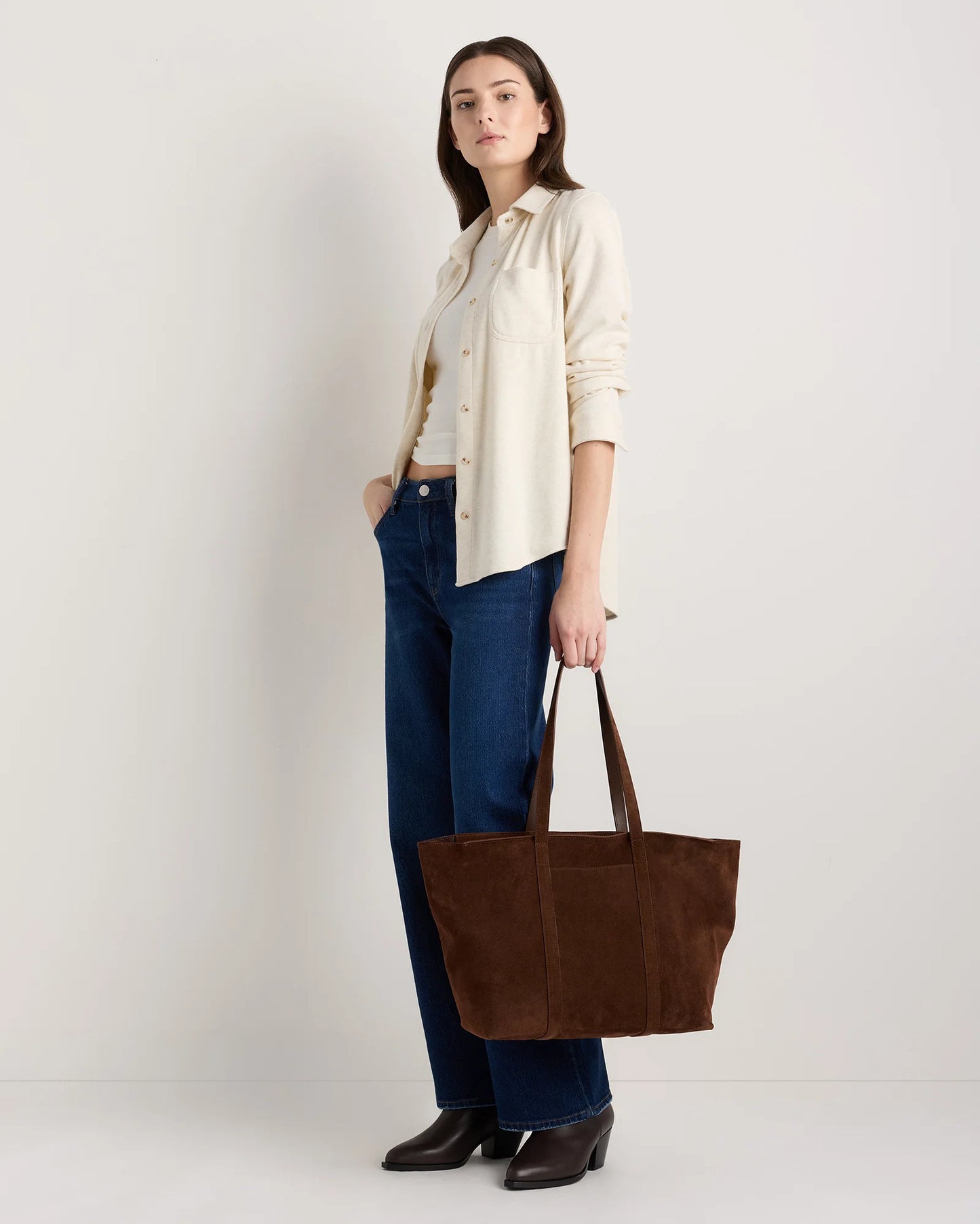 Italian Suede Everyday Tote - One Size / Whiskey