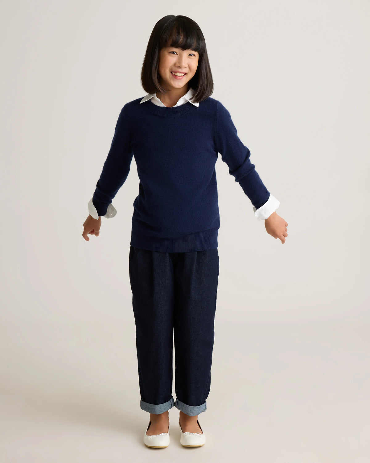 Washable Cashmere Crewneck Sweater - 6 / Heather Grey
