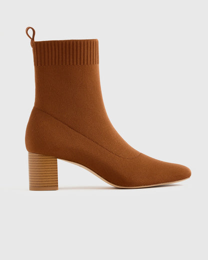 Eco Knit Heeled Bootie - 5 / Almond