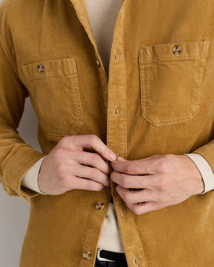Organic Stretch Corduroy Utility Shirt - S / Dark Khaki