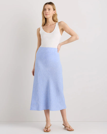 100% European Linen Midi Slip Skirt - XS / Bayberry Olive