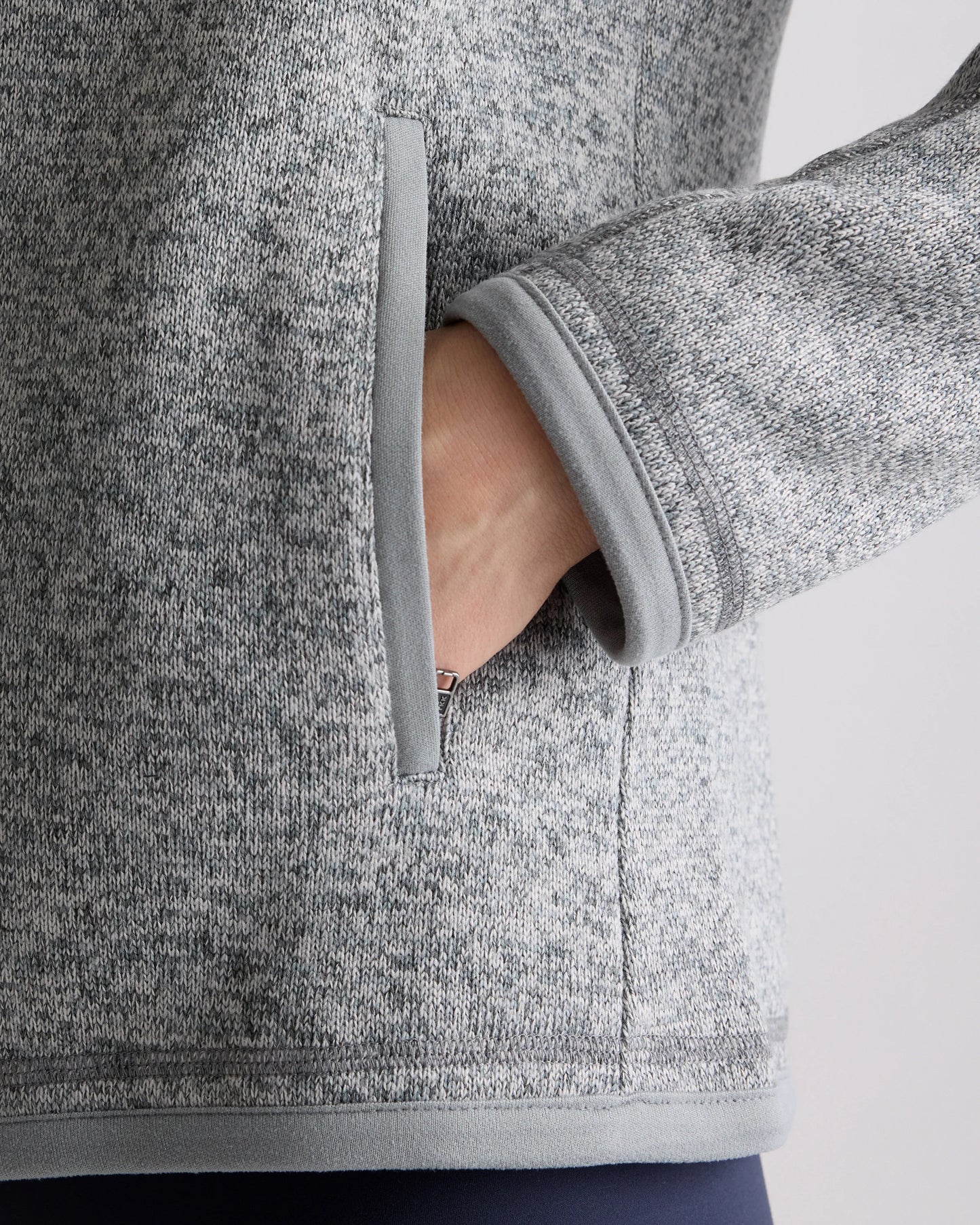 Sweater-Knit Fleece Full-Zip Jacket - XS / Heather Mineral Green