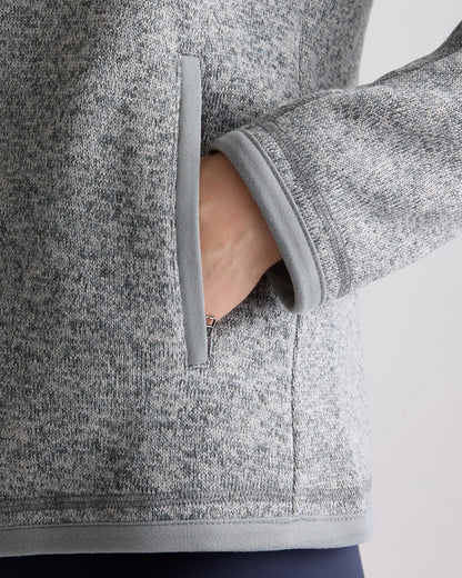 Sweater-Knit Fleece Full-Zip Jacket - XS / Heather Mineral Green