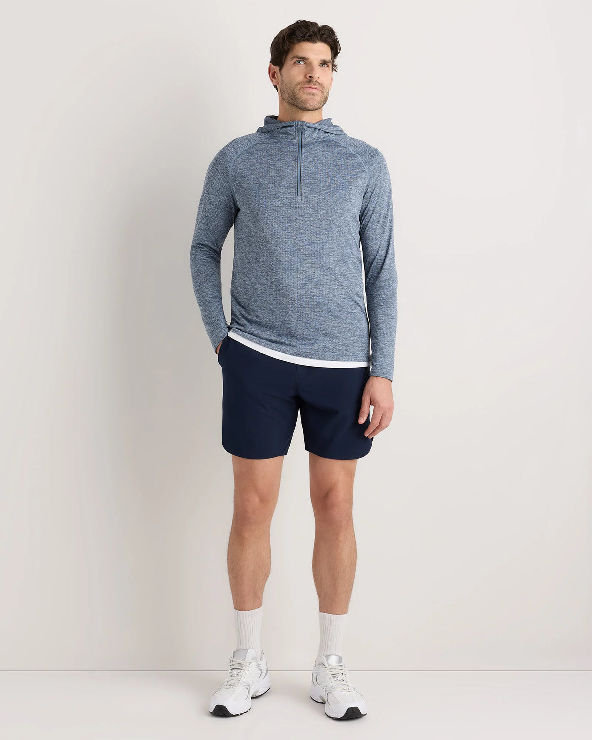 Mesh Performance Training Quarter Zip Hoodie - S / Heather Grey