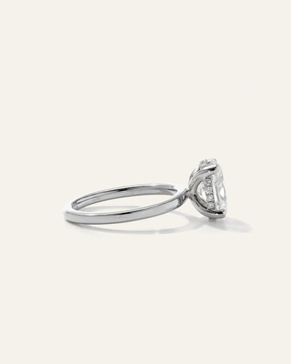 Lab Grown Diamond Oval Petite Hidden Halo Engagement Ring - 2ct - 4 / Yellow Gold