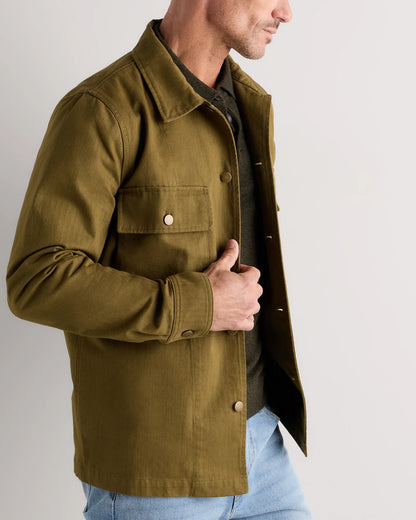 100% Organic Herringbone Twill Shirt Jacket - S / Military Olive