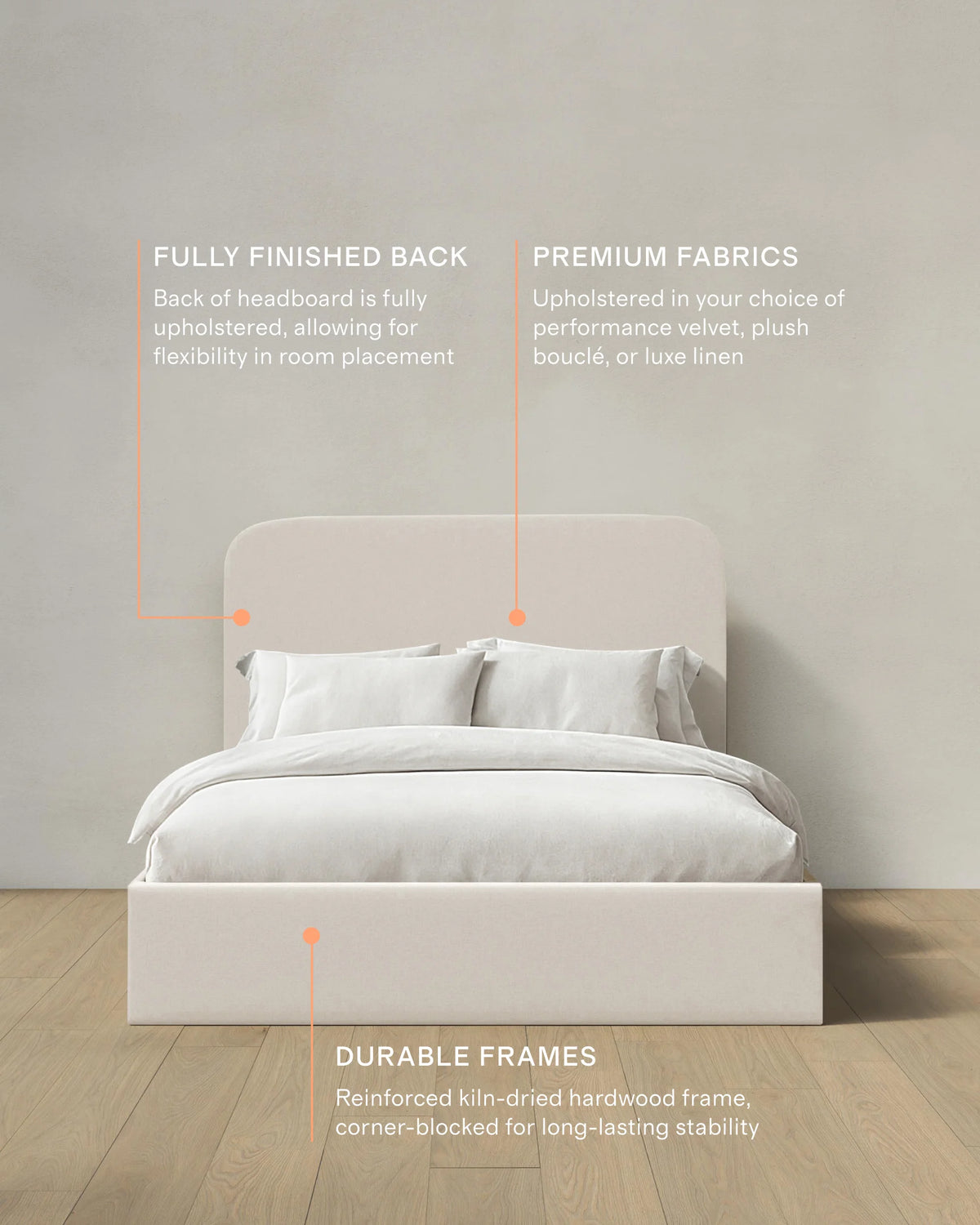 Curved Bed in Performance Linen - Full / Ivory