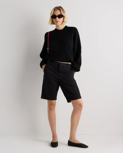 100% Mongolian Cashmere Slouchy Blouson Sleeve Crewneck - XS / Black