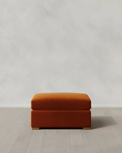 Hollis Slope Arm Ottoman in Performance Velvet - 37" / Taupe