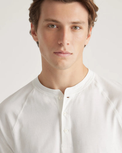 Cotton Modal Long Sleeve Henley Tee - S / Heather Grey