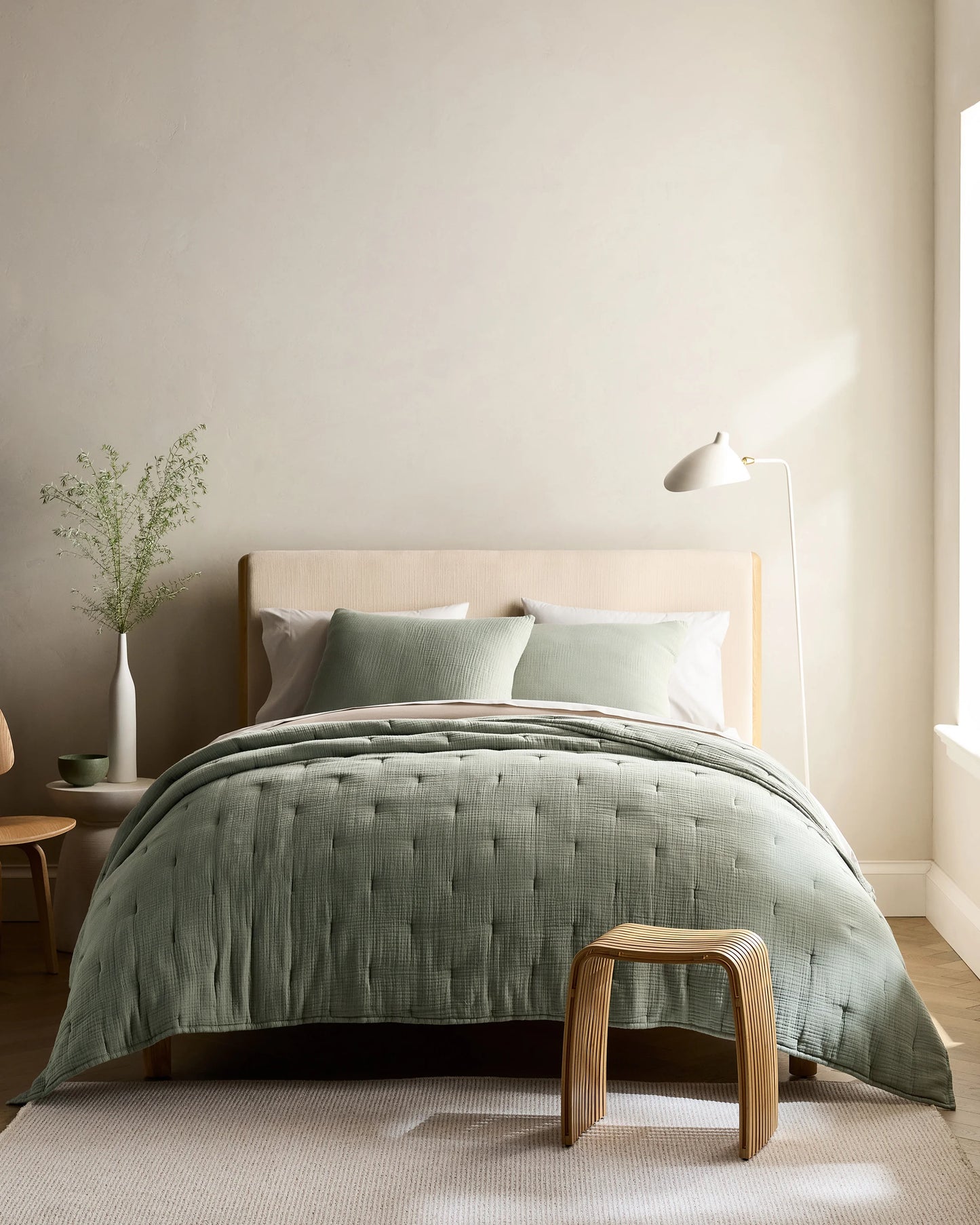 Organic Cotton Gauze Dream Quilt Set - Twin / Dried Sage