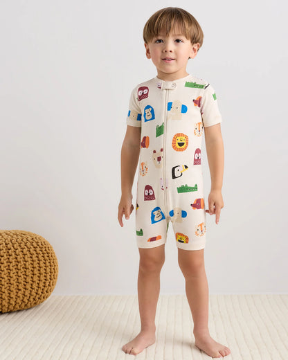 100% Organic Cotton Shortie Onesie Pajama - 2T / Navy Stripe