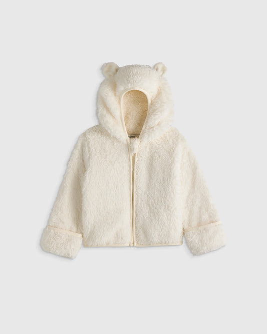 Recycled Sherpa Fleece Bear Hood Jacket - 18-24M / Ivory