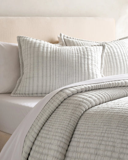 Organic Cotton Channel Stitch Coverlet Set - Twin / Coral Pink