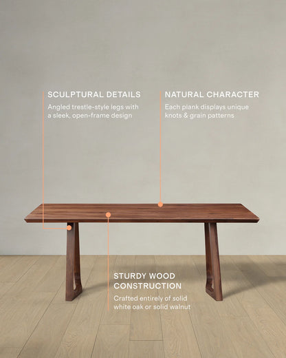 Solid Wood Midcentury Dining Table - One Size / Brown Walnut