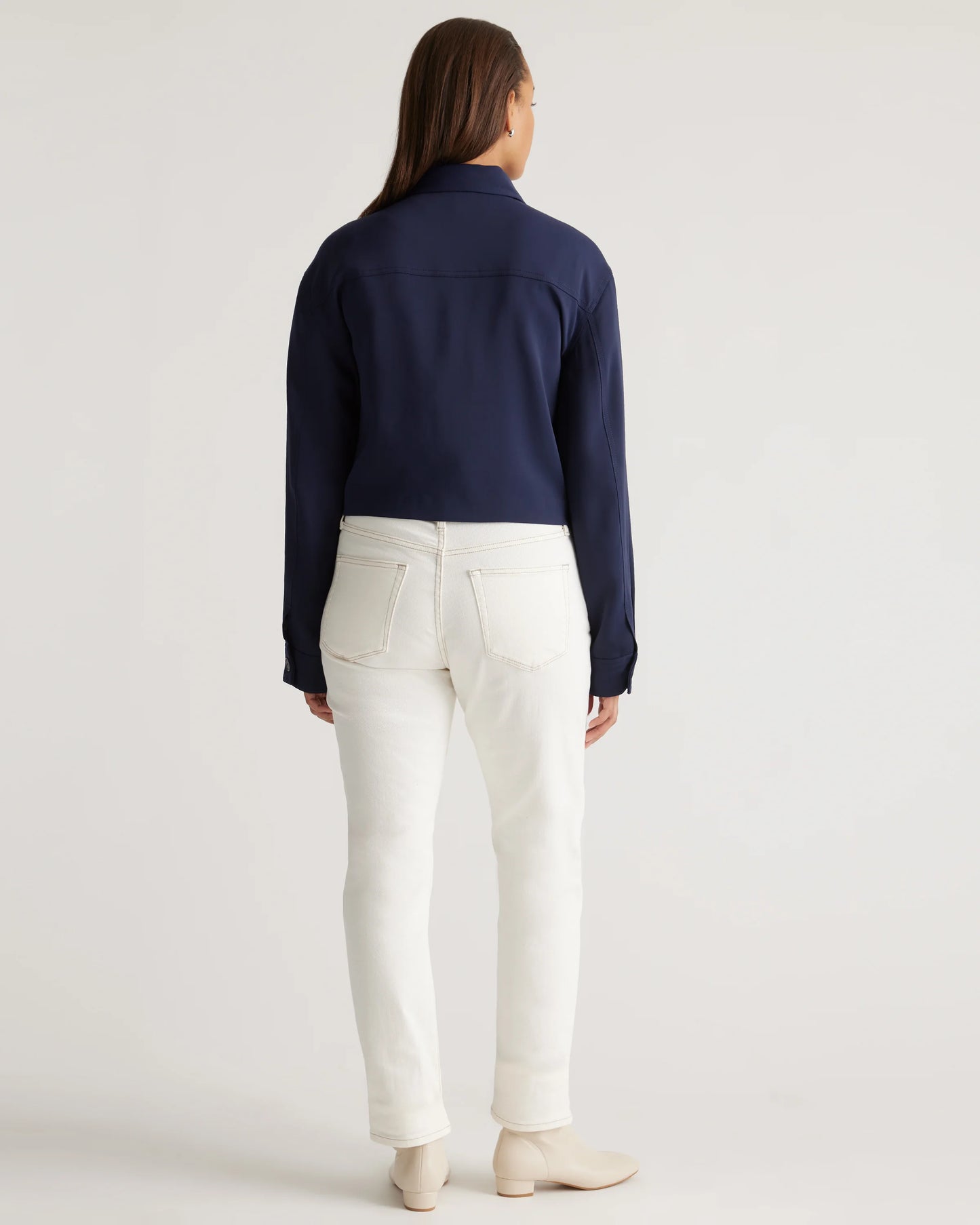 Stretch Crepe Cropped Jacket - XS / Morel