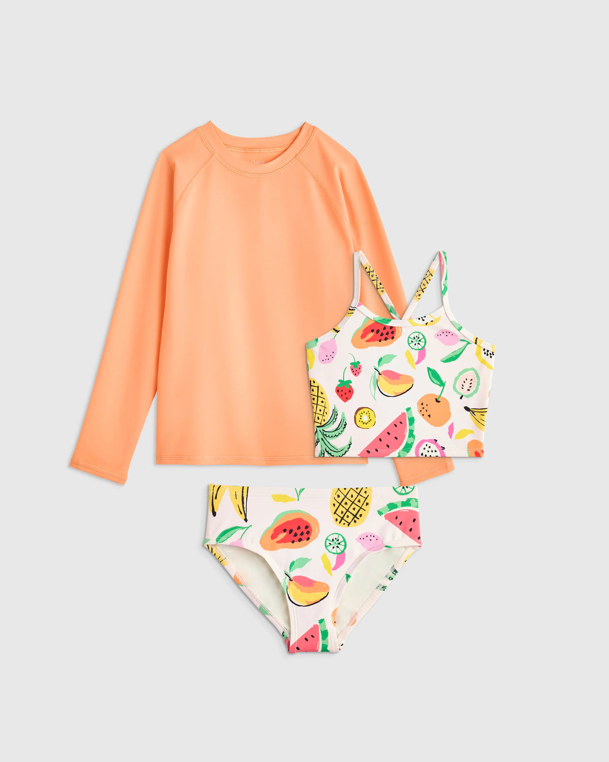 Tankini and Long Sleeve Raglan Rash Guard Set - 6 / Rainbow Stripe