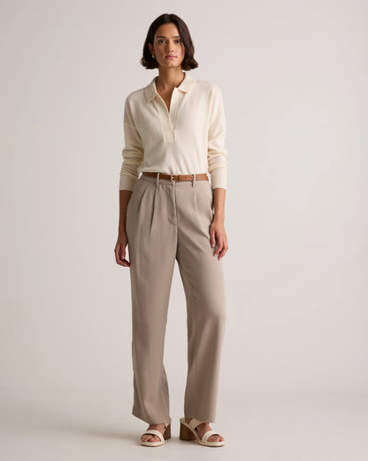 Mongolian Cashmere Polo Sweater - XS / Pale Custard Yellow