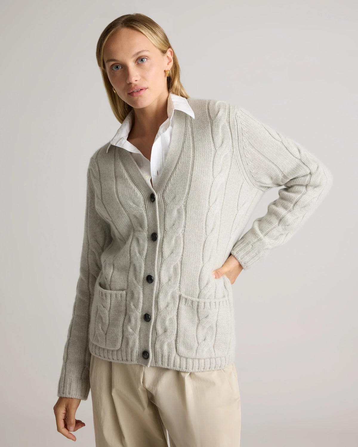 Luxe Baby Cashmere Cable Cardigan - XS / Pearled Ivory