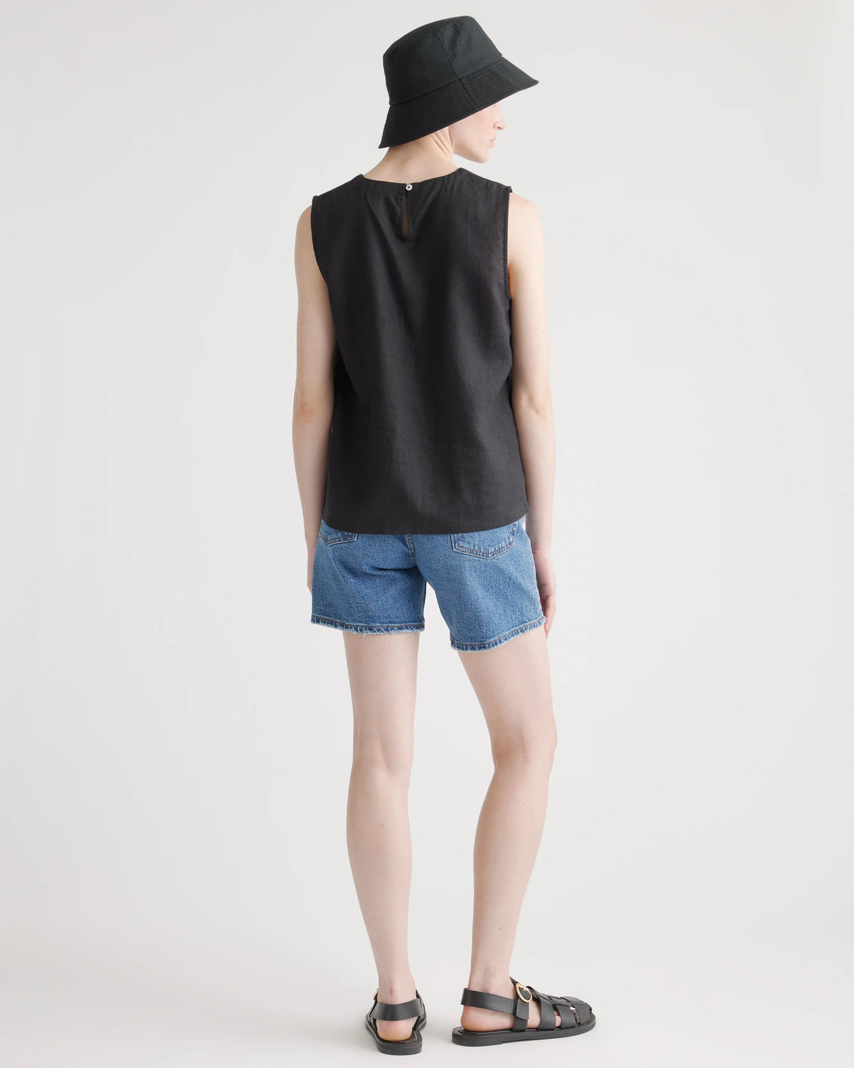 100% European Linen Tank - XS / Black