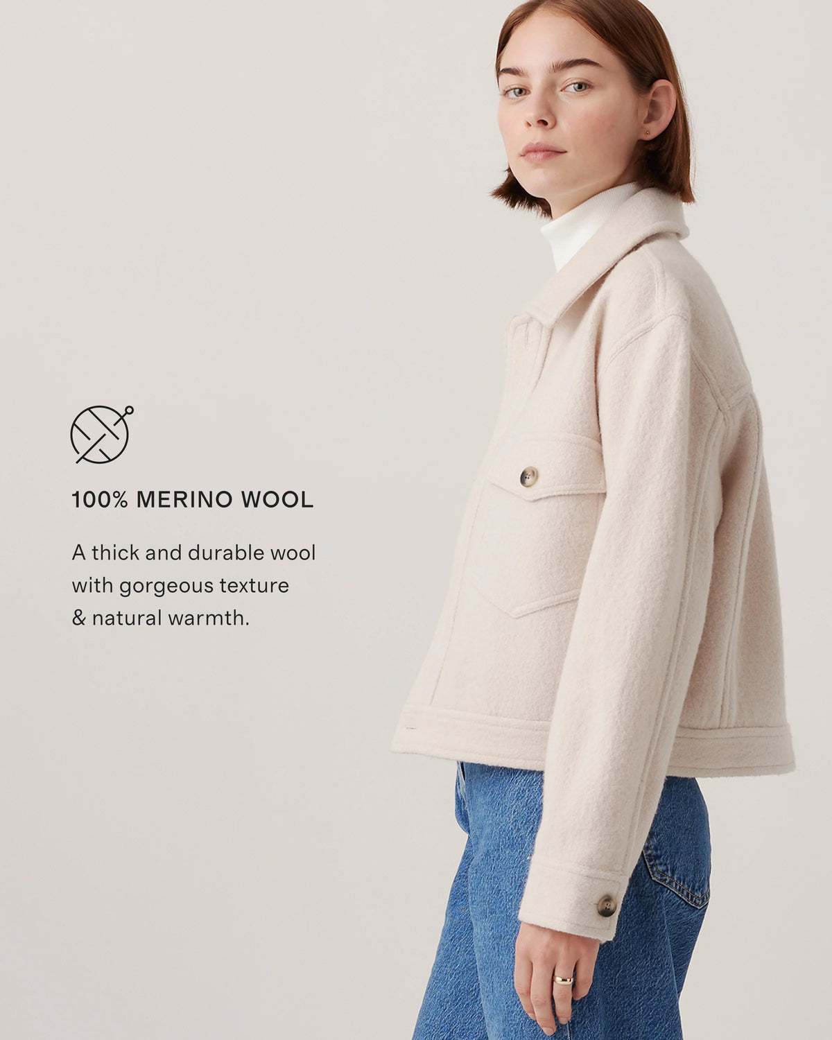 100% Merino Wool Cropped Shirt Jacket - XS / Mulled Wine