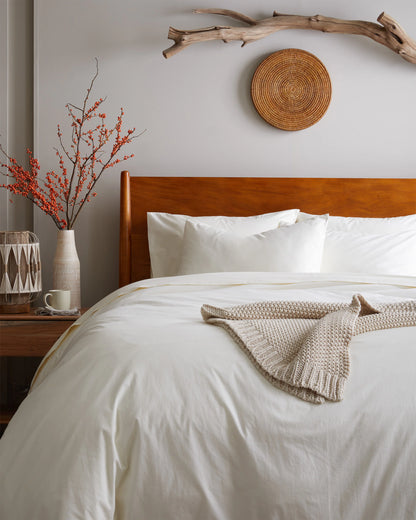 Organic Brushed Cotton Deluxe Bedding Bundle - Twin / White