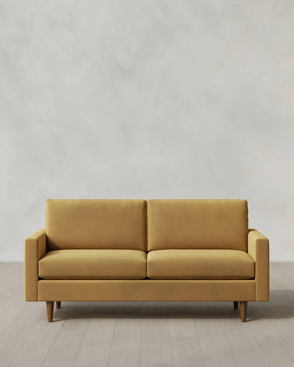 Atlas Midcentury Sofa in Performance Velvet - 6ft / Ivory