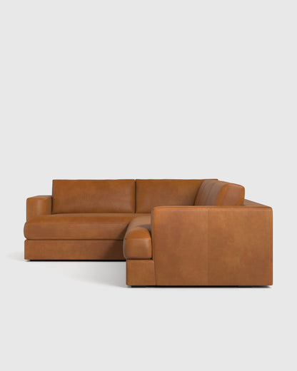 Sierra Curved Arm L Sectional in Leather - Right Arm / Auburn