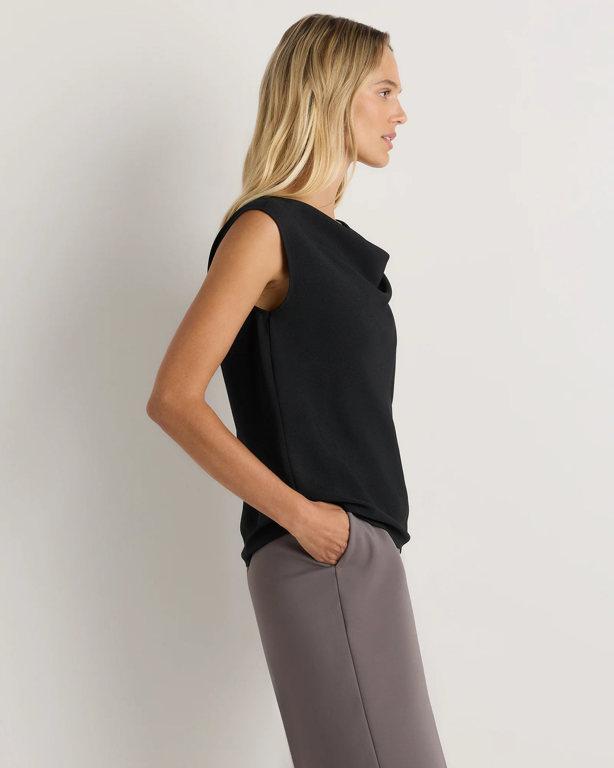 Draped Matte Cowl Neck Tank - XS / Porcelain Ivory