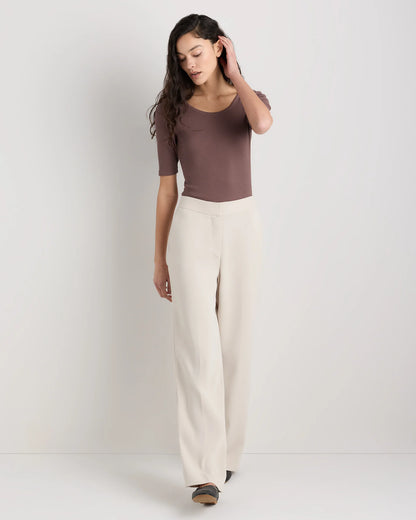 Organic Cotton Micro-Rib Elbow Sleeve Tee - XS / Moonstone Blue