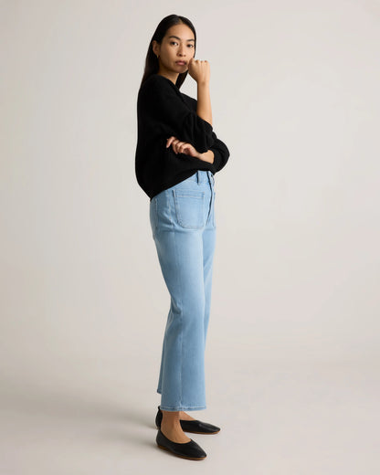 Bella Stretch Patch Pocket Wide Leg Jeans - 24 / Seaside Blue