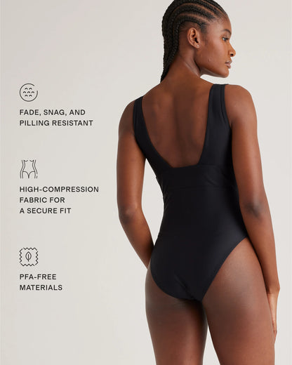 Italian Plunge One-Piece Swimsuit - XS / Deep Navy