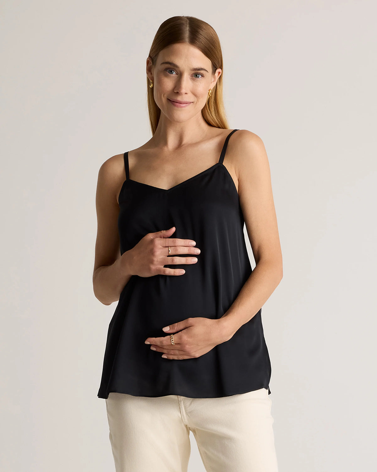 Washable Stretch Silk V-Neck Maternity Cami - XS / Moonstone Blue