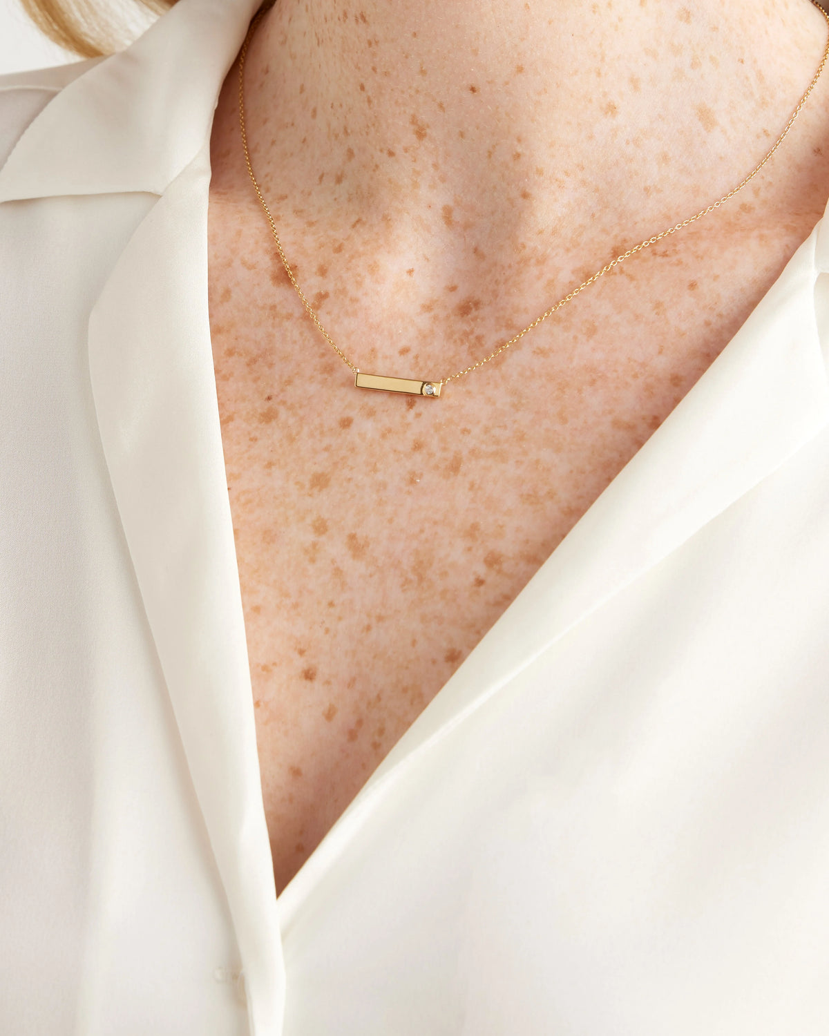 White Sapphire Bar Necklace - One Size / Gold Vermeil