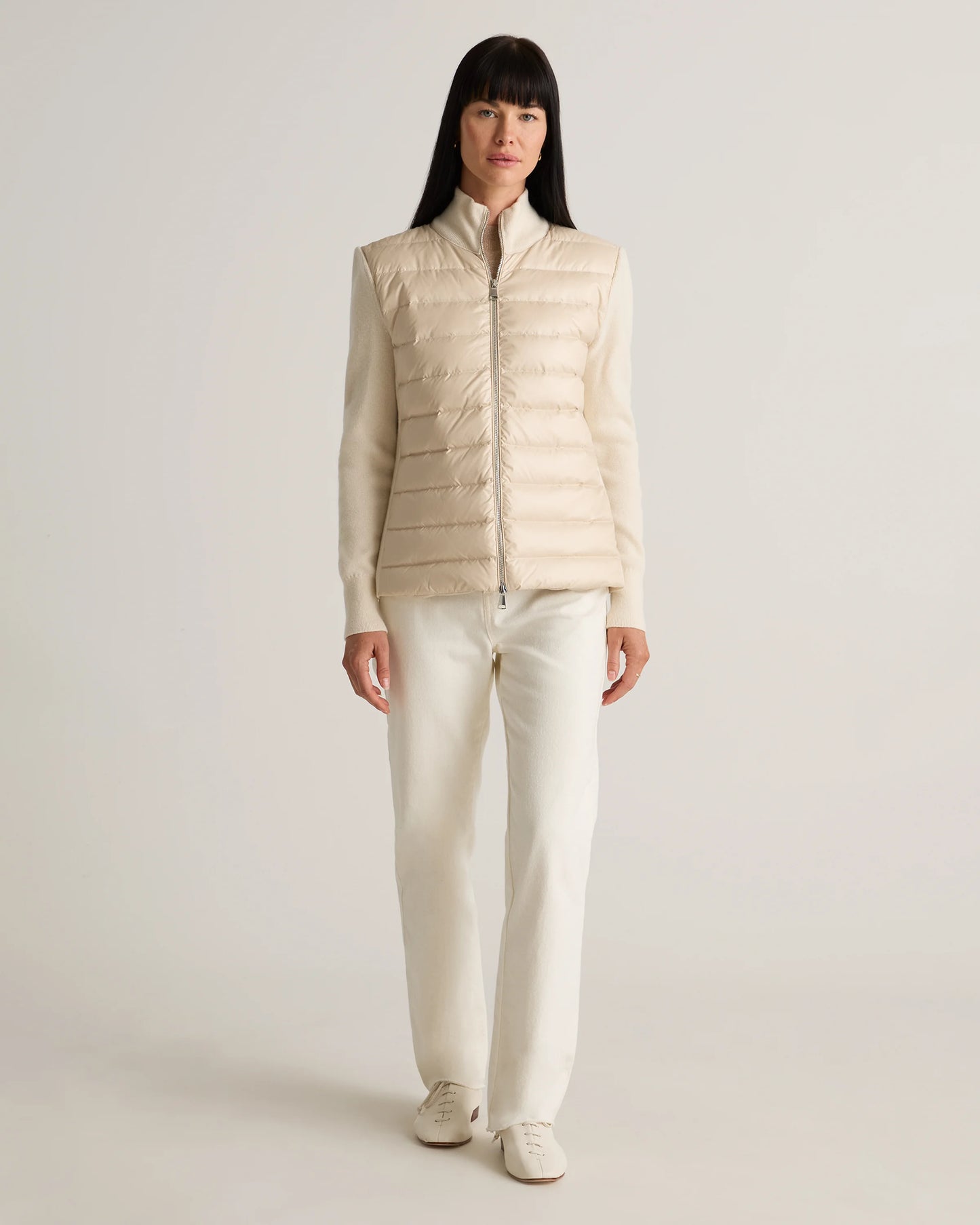 Mixed Media Down and Cashmere Jacket - XS / Oatmilk