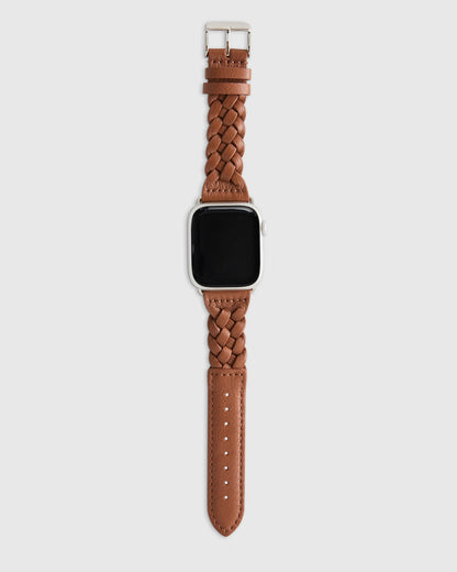 Braided Leather Smartwatch Band - 38mm - 42mm / Dark Brown