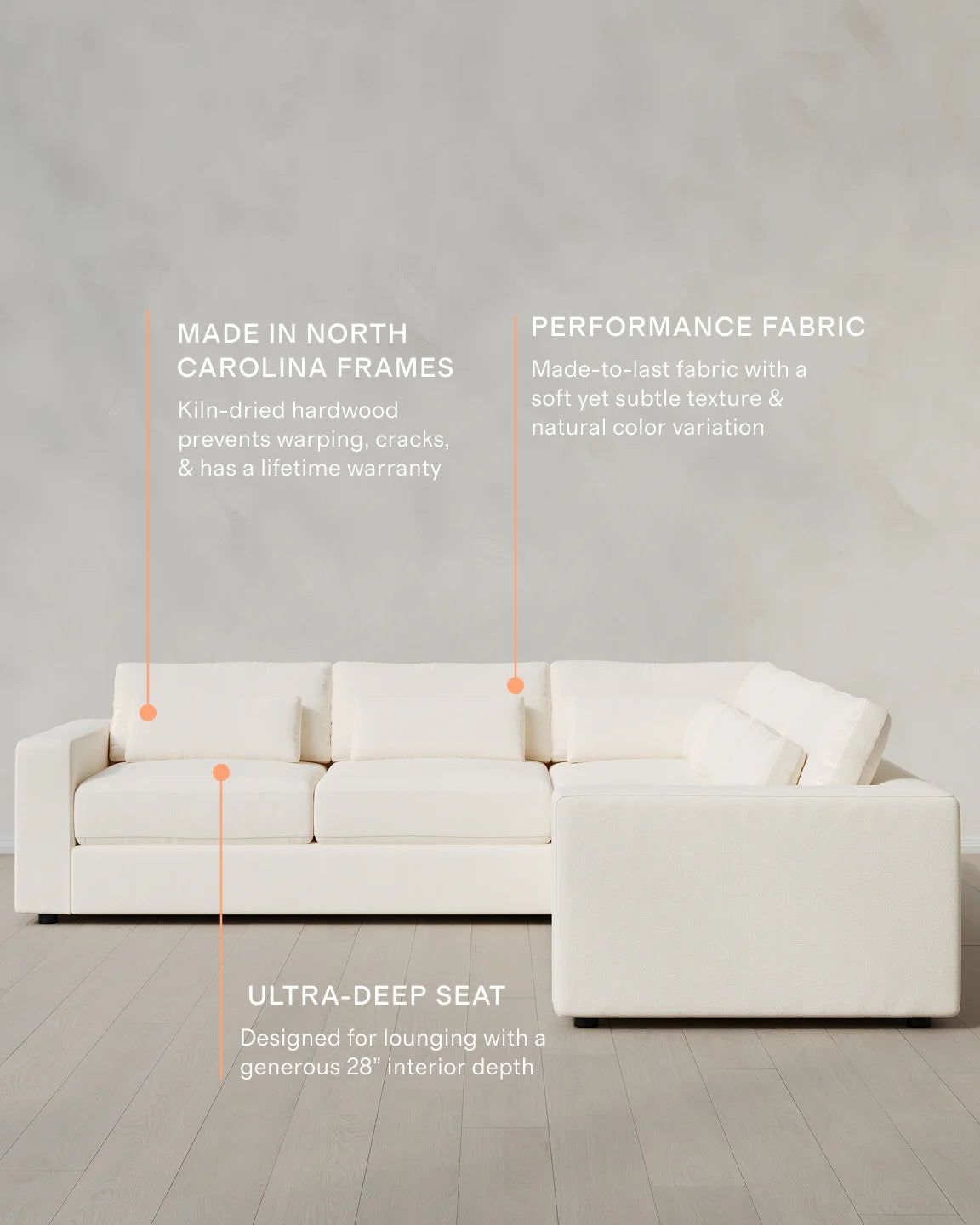 Ashford Deep Seat L Sectional in Performance Chenille Linen Blend - 119x119 / Sorrell