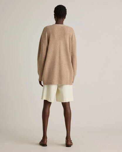 Mongolian Cashmere Oversized Boyfriend Cardigan Sweater - XS / Brown