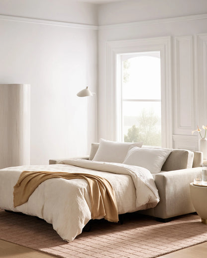 Stillman Sleeper Sofa in Performance Basketweave - Queen / Flax