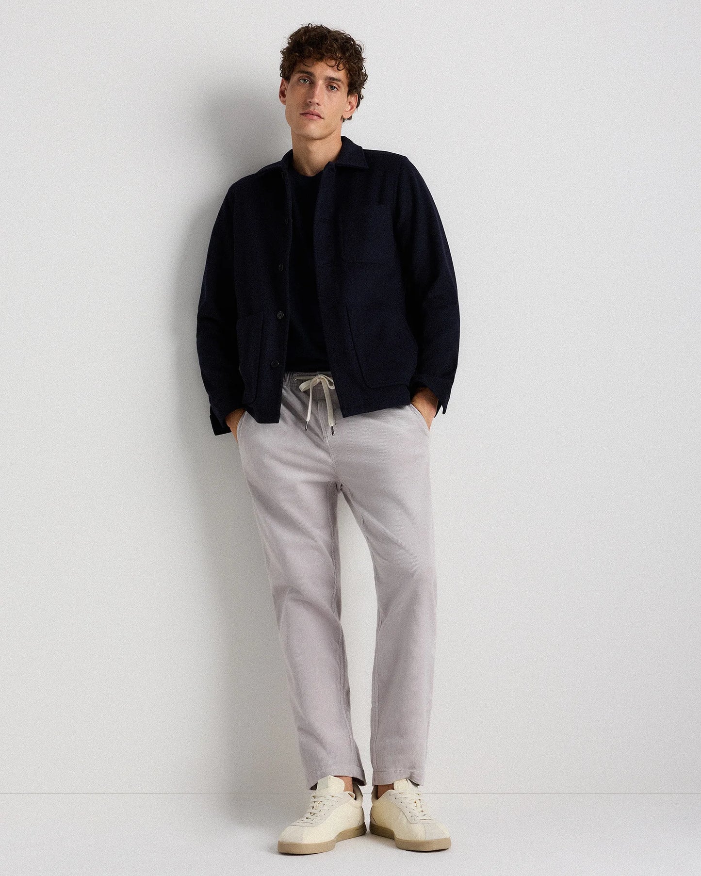 Organic Stretch Corduroy Drawstring Trousers - S / Storm Blue