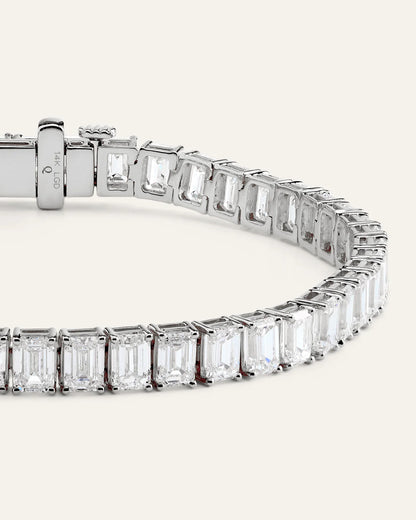14K Gold Lab Grown Diamond North-South Emerald Tennis Bracelet - 15ctw - 6.5" / Yellow Gold