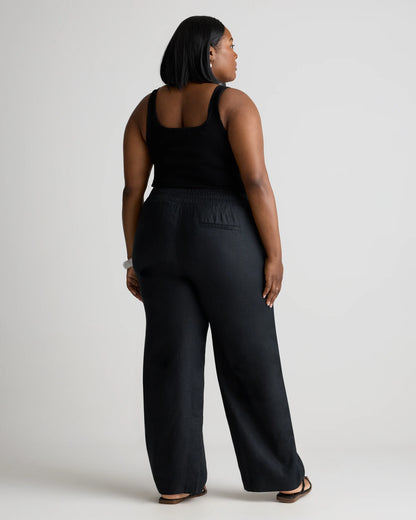 100% European Linen Wide Leg Pants - 1X / Bayberry Olive