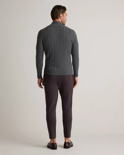 Luxe Baby Cashmere Cable Quarter Zip Sweater - S / Pearled Ivory